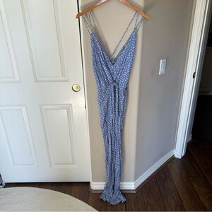 Abercrombie & Fitch Blue White Floral Jumpsuit size L